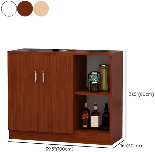 Vista 2 de Modernos estantes ajustables para servidor, armario de madera con puertas, armario de pared de cocina, almacenamiento, comedor, microondas, balcón