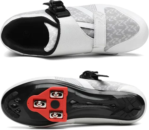 Vista 6 de Zapatos de ciclismo unisex para hombres y mujeres, compatibles con zapatos de bicicleta Peloton con tacos Delta para ciclismo de carretera, pedal