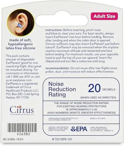 Vista 3 de Cirrus Healthcare - Tapones para los oídos originales para niños, protección para los oídos de viaje en avión, 1 par, tamaño pequeño