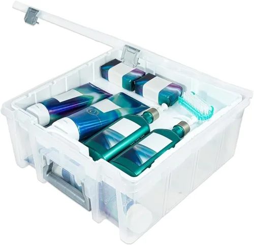 Vista 8 de Best Kept Super Satchel - Caja de doble compartimento profundo, almacenamiento de arte con 8 compartimentos extraíbles, cierre inteligente