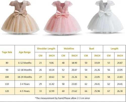 Vista 7 de NNJXD Baby Girl Princess Dress Bowknot Sequins Dresses