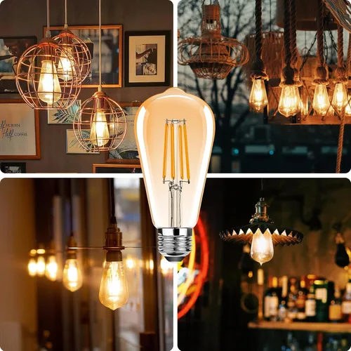 Vista 6 de ST19 Bombillas LED Edison vintage, bombilla LED E26 equivalente a 25 W, bombillas de filamento LED vintage, 2.5 W blanco cálido 2200 K, 250 lúmenes