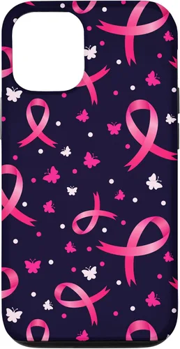 Vista 28 de Funda de soporte para iPhone 17 de mujeres de concientización sobre el cáncer de mama con patrón de cinta rosa