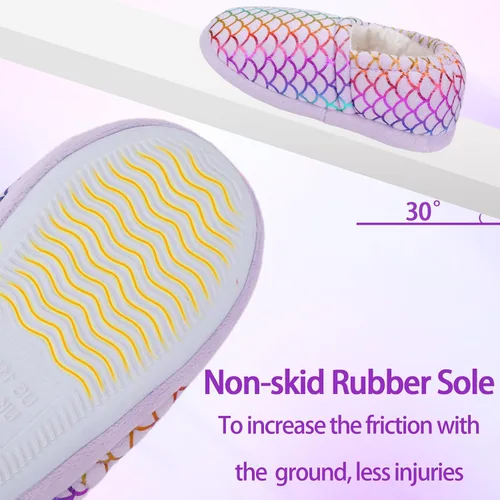 Vista 5 de MEJORMEN Pantuflas de casa de sirena para niñas, acogedoras y antideslizantes para interiores y exteriores, pantuflas de dormitorio con purpurina