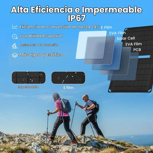 Vista 2 de Paneles solares portátiles de 10 W (5 V 2 A máximo), cargador solar plegable con puerto USB-A para teléfono celular, iPad, banco de energía, paneles