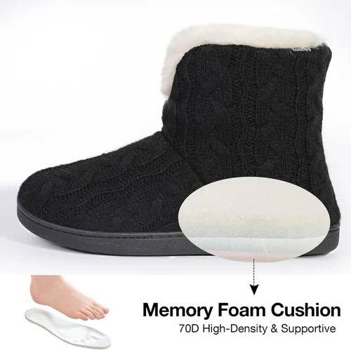 Vista 4 de HomeTop Women's Fuzzy Memory Foam Boot Slippers with Indoor Outdoor Rubber Sole
