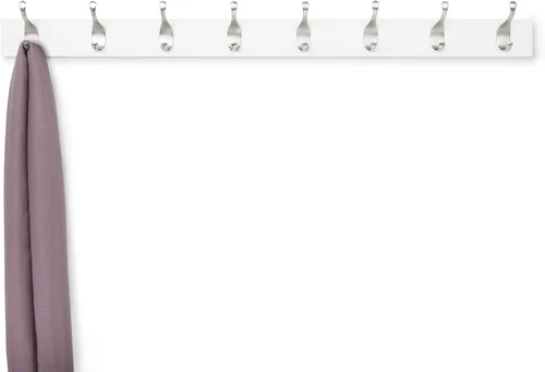 Vista 3 de Amazon Basics Perchero moderno montado en la pared con ganchos de almacenamiento versátiles, rectangular, 8 ganchos, color blanco Rectangular