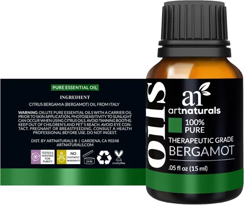 Vista 3 de artnaturals Aceite esencial de bergamota 100% puro, (0.5 onzas líquidas), fragancia cítrica de grado terapéutico sin diluir, refrescante