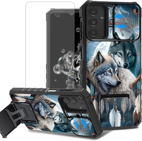 Vista 18 de Funda para teléfono Samsung Galaxy A15 5G con protector de pantalla con cubierta deslizante para cámara y soporte de doble capa híbrida resistente a