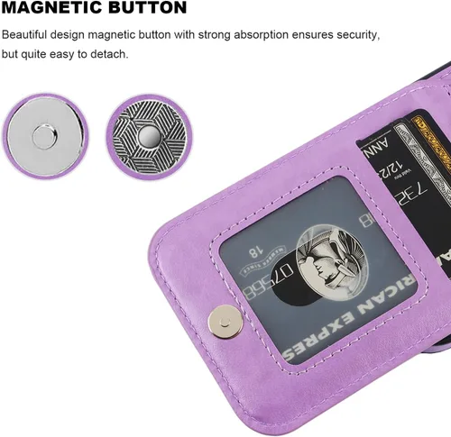 Vista 67 de KIHUWEY - Funda tipo cartera compatible con iPhone 15 con soporte para tarjetas de crédito, cierre magnético, soporte de cuero premium, cubierta