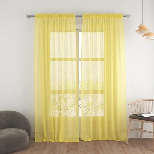 Vista 152 de UPOPO Paneles de Cortina Beige Pequeños Cortinas Transparentes de Gasa de 16 Pulgadas de Largo Cortinas de Cocina de Voile con Textura de Lino