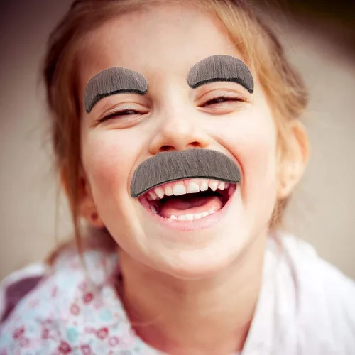 Vista 6 de Skylety 2 piezas de disfraz facial de anciano para hombre mayor, bigote gris y cejas, para hombres, mujeres y niños, cosplay, fiesta de Halloween