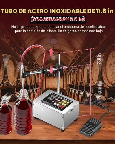 Vista 4 de [Nueva versión 2025] Máquina de llenado de líquidos Máquina llenadora de botellas de 1-100 onzas líquidas con bomba de diafragma de pedal compatible