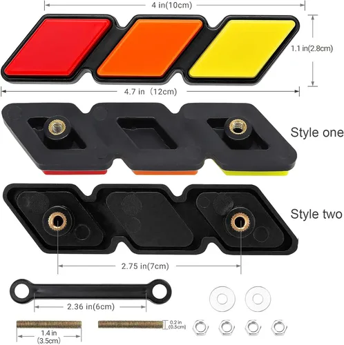 Vista 5 de Emblema de rejilla frontal tricolor para Tacoma 4 Runner Tundra Sequoia Rav4 Highlander (amarillo/naranja/rojo)