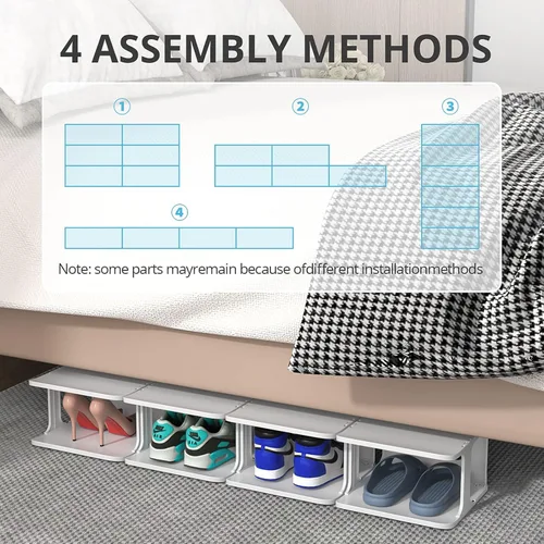 Vista 4 de ZOINLIY Organizador de zapatos apilable para armario, zapatero pequeño para entrada, dormitorio, dormitorio, estante de zapatos independiente, cubo