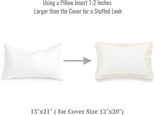 Vista 2 de Hofdeco Premium Relleno de almohada lumbar, 13 x 21 pulgadas (para funda de tamaño de 12 x 20 pulgadas), resistente al agua, sintético para patio