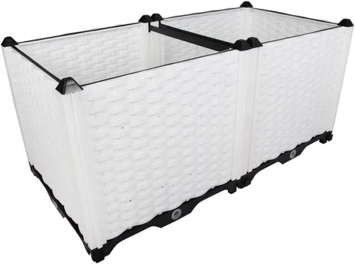 Vista 45 de BAOYOUNI - Juego de jardinera cuadrada para interiores o exteriores, maceta de plástico, caja de cultivo para verduras frescas, hierbas, flores