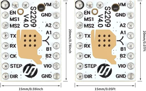 Vista 6 de FYSETC Piezas de impresora 3D, 5 unidades de actualización Stepstick silencio S2209 V4.0 controlador de motor paso a paso modo UART con disipador