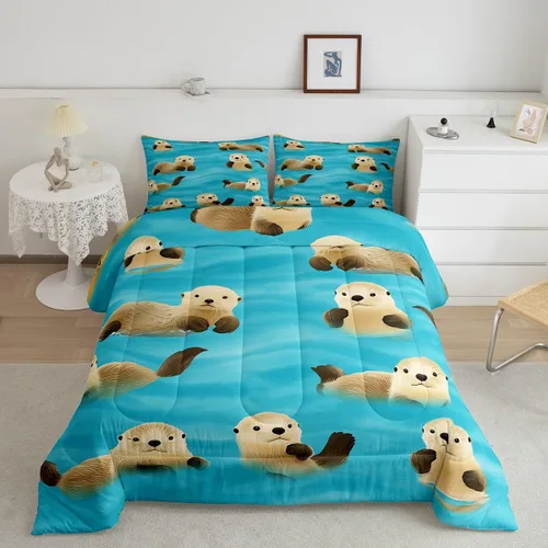 Vista 20 de Feelyou Juego de ropa de cama de sirena suave para niños y niñas, juego de edredón de escamas de peces oceánicos, tamaño individual, edredón