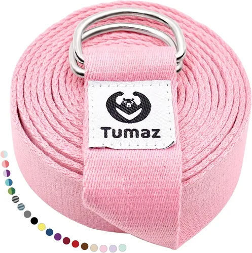 Vista 12 de Tumaz Yoga Strap for Stretching with Adjustable D-Ring, 6/8/10 ft Adjustable D-Ring Soft Cotton Blend 15+ Colors Non-Elastic Yoga Belt for