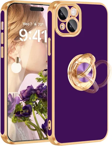 Vista 14 de Fingic Funda para iPhone 15, funda para iPhone 15 [con soporte de anillo de 360°] [soporte magnético para automóvil] Funda de teléfono con función