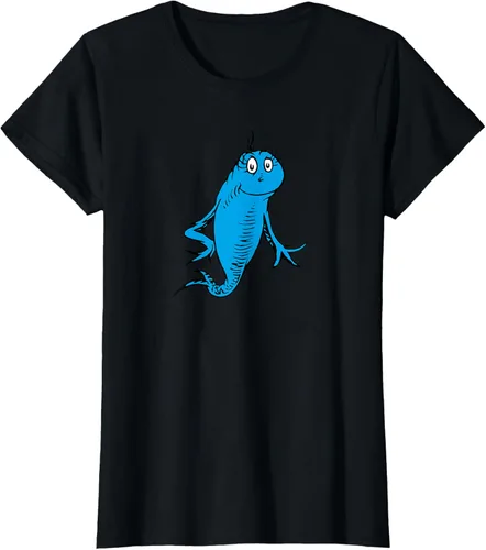 Vista 50 de Dr. Seuss Blue Fish Character - Camiseta con licencia oficial Negro