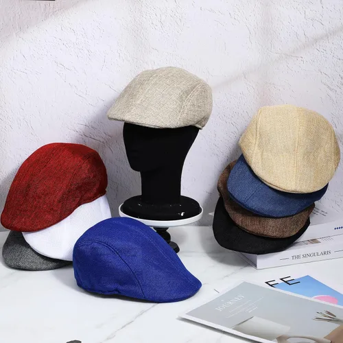 Vista 7 de 9 gorras de periódico para hombre, sombrero plano de periódicos, gorras planas para hombre, multicolor