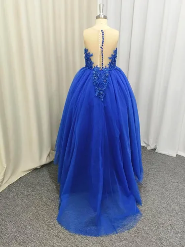 Vista 8 de Vestido de niña de flores de encaje de tul hasta el suelo para ocasiones especiales