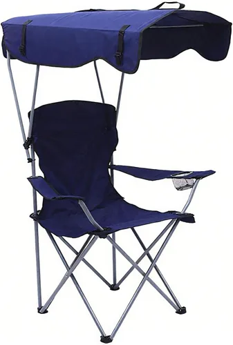 Vista 11 de Camping Chair with Canopy Foldable Oxford Fabric Portable Beach Fishing Sun Shade Black 50 * 50 * 90/120CM