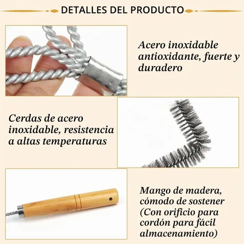 Vista 3 de Herramientas de limpieza para freidoras de 3 piezas, cepillo de limpieza de freidora de acero inoxidable