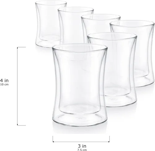 Vista 6 de Teabloom Modernas tazas de té turco aisladas, juego de 6 tazas de té de doble pared (6 oz / 6.0 fl oz)