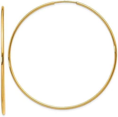 Vista 9 de Aretes de aro infinito de oro de 14k, tubo de 1,25 mm de grosor