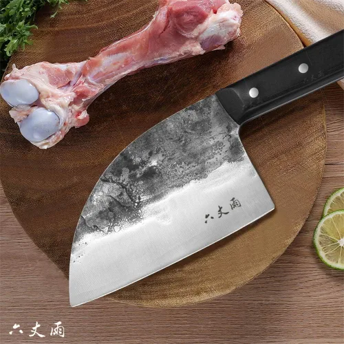 Vista 3 de Cuchillo de chef serbio de forja, cuchillos de corte de espiga completa de acero revestido de alto carbono Almasi Carnicero para cocina, al aire