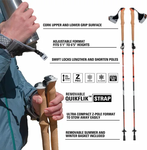 Vista 3 de Terrain Alpha Vertex Carbon - Bastones de trekking, bastones para caminar y senderismo, Canyon Sunset