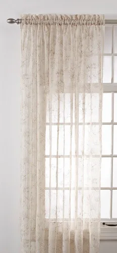 Vista 6 de Renaissance Home Fashion Stylemaster Reese - Cenefa festoneada transparente bordada en capas, 55 x 17 pulgadas, color moca