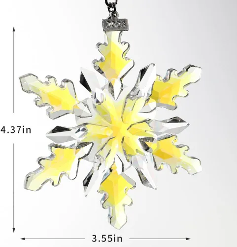 Vista 6 de XIANGBAN Edición 2025 Adornos de copo de nieve de cristal, adornos de Navidad, regalos para el hogar (2023-multicolor)