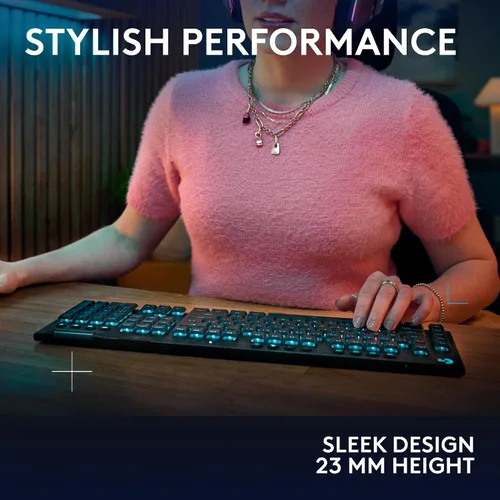 Vista 8 de Logitech G Teclado mecánico inalámbrico Lightspeed 915 X para juegos, teclas PBT de doble disparo, teclas totalmente programables, teclados RGB