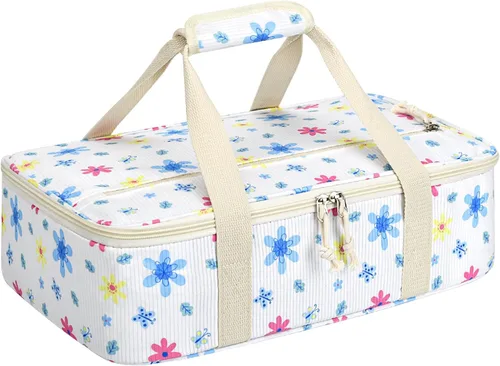 Vista 30 de Porta cacerolas aislado, porta ollas portátil para alimentos calientes o fríos, bolsa de lasaña para almuerzo para fiestas de comida, se adapta a