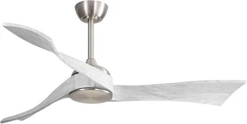 Vista 9 de CACI Mall Ventiladores de techo de madera de 52 pulgadas sin luces, sólido, ventilador de techo de 3 aspas para interiores y exteriores, sin luz