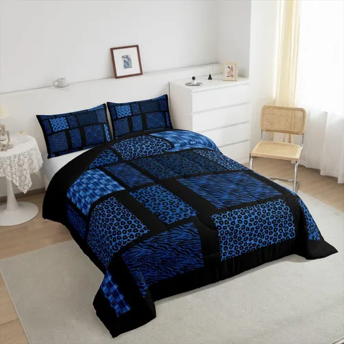 Vista 3 de Juego de ropa de cama individual de piel de cebra, guepardo y leopardo, para niños y adultos, juego de edredón de piel de animales salvajes