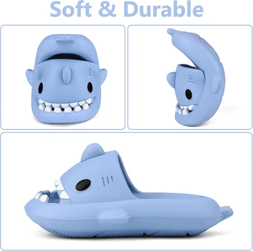 Vista 3 de Sandalias de baño con diseño de tiburón para niños y niñas Sandalias de ducha para niños y niñas Sandalias de playa y piscina Secado rápido