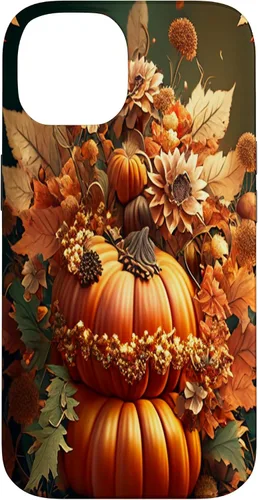 Vista 4 de iPhone 16 Vintage hojas caídas otoño calabaza especia feliz otoño caso