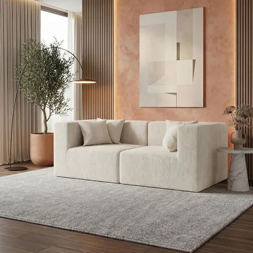 Vista 2 de MONVANE - Sofá biplaza de 75 pulgadas, cómodo sofá modular de felpilla con 4 almohadas, moderno sofá sin hueso, sofá de 2 plazas para sala de estar