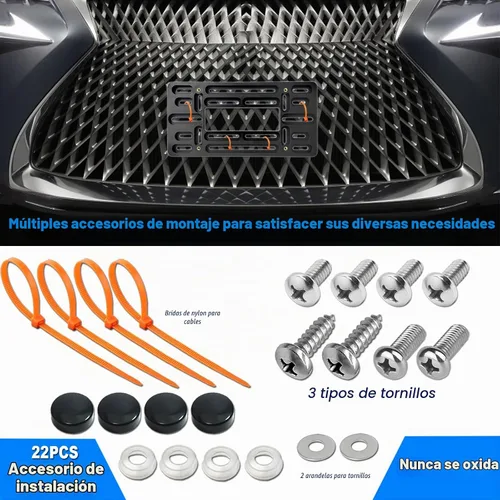 Vista 5 de ZXFOOG Kit de montaje de matrícula delantera, soporte para placa de Marco de aluminio negro