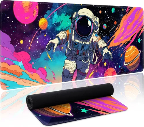 Vista 14 de Alfombrilla de mouse para juegos de mapa negro, alfombrilla de escritorio grande para teclado extendido, alfombrilla de mouse XL con base