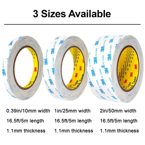 Vista 2 de Cinta adhesiva de doble cara Hasaky de 0.39 pulgadas x 16.5 pies, cinta de montaje resistente, tiras de cinta de espuma PE removibles, cinta
