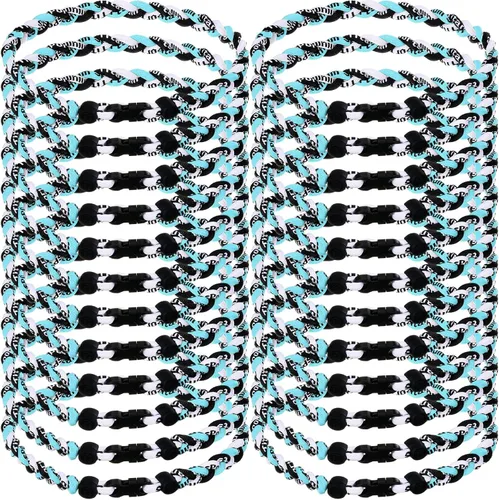 Vista 11 de Zeyune Collar de béisbol de 18 pulgadas para niños, tres cuerdas trenzadas, tornado, titanio, collar de cuerda de béisbol para hombre