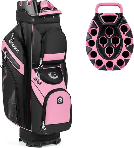 Vista 8 de Tangkula Bolsa de carrito de golf con divisores de longitud completa de 14 vías, 6 bolsas moldeadas con cierre superior de golf con 11 bolsillos