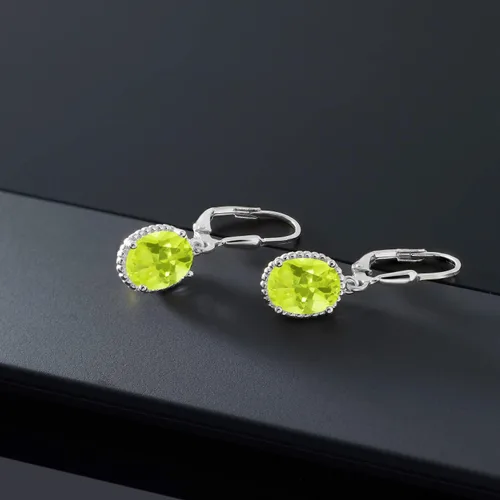 Vista 50 de Gem Stone King Aretes colgantes de gota para mujer, plata de ley 925, piedra natal ovalada de 0.354 x 0.276 in, joyería fina, regalos para ella