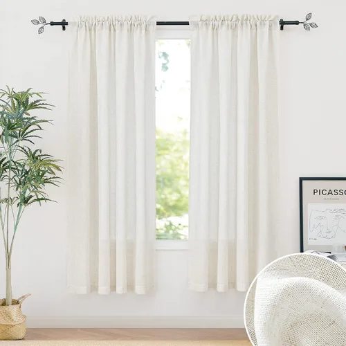 Vista 114 de RYB HOME - Cortinas de lino texturizado semitranslúcidas, privacidad media, filtro de luz, decoración de ventana para dormitorio/baño/sala de estar